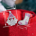 Asymmetric Santa Claus Stud Earrings With Wishing Stocking And Wax Set Zircon Christmas Jewelry view 4