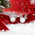 Korean Faux Pearl Deer Antler Stud Earrings For Women Gentle Christmas Princess Jewelry view 1