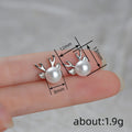 Korean Faux Pearl Deer Antler Stud Earrings For Women Gentle Christmas Princess Jewelry view 4
