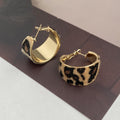 Vintage Geometric Leopard Print Alloy Hoop Earrings For Women, Luxury Chunky Animal Pattern Statement Earrings view 2