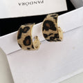 Vintage Geometric Leopard Print Alloy Hoop Earrings For Women, Luxury Chunky Animal Pattern Statement Earrings view 4