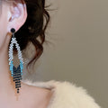 Light Luxury Copper Rhinestone Diamond Hollow Tassel Drop Earrings For Women view 3