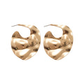 欧美风 Geometric Oval Iron Drop Earrings With Silver Pins Smooth Wrinkled Metal Minimalist Women's Jewelry view 5