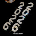 Alloy 2026 Number Rhinestone Tassel Drop Earrings With Silver Pins, Luxe Western Style view 3