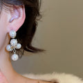 Elegant Court Style French Faux Pearl Round Geometric Drop Earrings With Silver Posts view 3