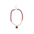 Light Luxury Zircon Pearl Stone Round Beaded Pendant Choker Necklace view 5