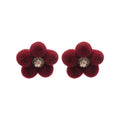 Rhinestone Inlaid Flocked Acrylic Flower Stud Earrings French Vintage Hong Kong Style view 5
