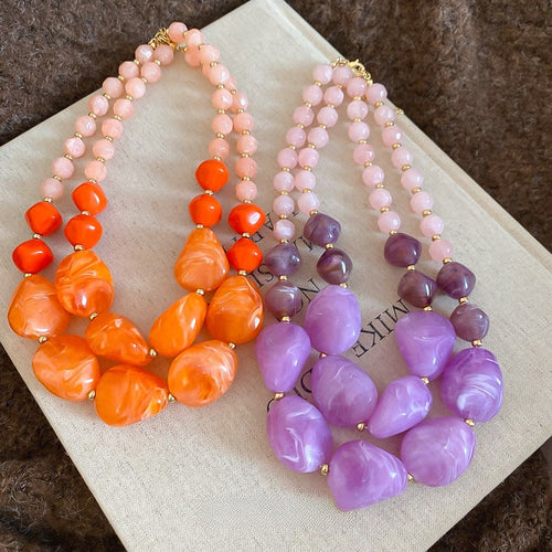 Light Luxury Irregular Geometric Acrylic Double Layer Pendant Choker Necklace
