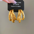 18K Gold Plated Iron Silver Pin Three Layer Polka Dot Brushed C Shape Earrings view 4