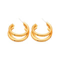 18K Gold Plated Iron Silver Pin Three Layer Polka Dot Brushed C Shape Earrings view 5
