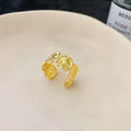 Copper Geometric Round Asymmetric Flower Open Ring For Women Minimalist Index Finger Jewelry view 4