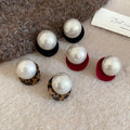 Faux Pearl Fuzzy Round Pendant Drop Earrings Vintage Hong Kong Style For Women view 3
