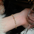 Light Luxury Copper Open Bangle With Sparkling Zircon Round Rectangle Heart Design view 4