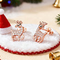 Korean Cute Deer Christmas Stud Earrings For Women Reindeer Holiday Light Luxury Jewelry view 3