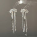 Elegant Copper Bow Tassel Earrings With Silver Needle And Zircon Accents view 4