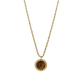 Maillard Style Tiger Eye Stone Geometric Circle Pattern Vintage Sweater Necklace view 5