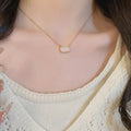 18K Gold Plated Copper Resin Square Pendant Necklace French Court Style Collarbone Jewelry view 1