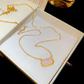 18K Gold Plated Copper Resin Square Pendant Necklace French Court Style Collarbone Jewelry view 2
