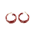 New Chinese Style Printed Fabric Round Hoop Earrings With Silver Posts Minimalist Fashion Jewelry view 5