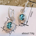 Princess Style Faux Sapphire Drop Earrings For Women With Micro Paved Sparkling Zircon view 4