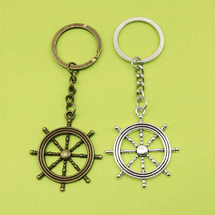 Zinc Alloy Simple Ship Wheel Keychain Bag Charm Gift