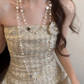 French Style Faux Pearl Round Flower Geometric Long Sweater Necklace For Elegant Light Luxury Looks view 3