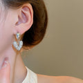 Light Luxury French Sparkling Zircon Heart Teardrop Drop Earrings With Silver Pins view 3