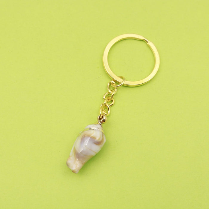 Acrylic Scallop Shell Keychain Two Tone Cloud Bag Charm – Gold