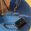 Vintage Maillard Fabric And Wooden Bead Necklace For Women Geometric Bag Waist Chain Accessory view 3