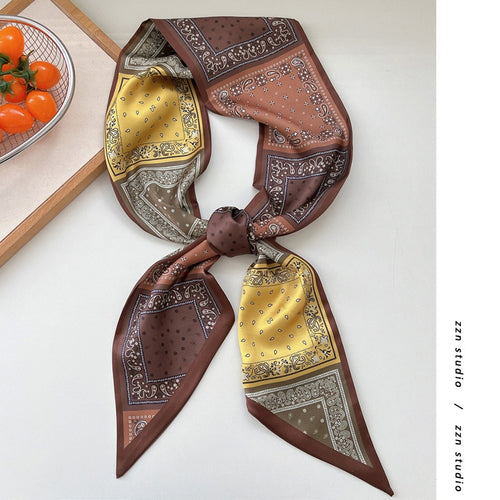 Ethnic Vintage Floral Scarf Print Fabric Choker Necklace With Copper Zircon Accents For Women