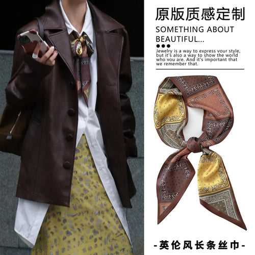 Ethnic Vintage Floral Scarf Print Fabric Choker Necklace With Copper Zircon Accents For Women