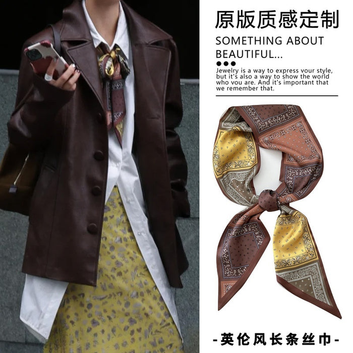 Ethnic Vintage Floral Scarf Print Fabric Choker Necklace With Copper Zircon Accents For Women