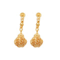 French Court Style Alloy Round Hollow Lantern Pendant Drop Earrings With Textured Geometric Design view 5