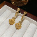 French Court Style Alloy Round Hollow Lantern Pendant Drop Earrings With Textured Geometric Design view 4