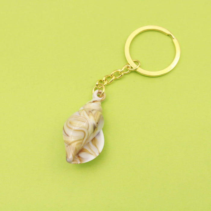Acrylic Shell Cloud Scallop Keychain DIY Bag Charm – Gold