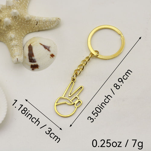 Metal Victory Hand Heart Keychain Gift