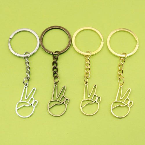 Metal Victory Hand Heart Keychain Gift