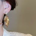 Luxury Copper Zircon Teardrop Sequin Tassel Drop Earrings With Silver Pins view 4