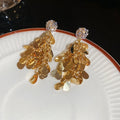 Luxury Copper Zircon Teardrop Sequin Tassel Drop Earrings With Silver Pins view 3