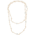 French Court Style Faux Pearl Cat Eye Stone Round Beaded Crystal Sweater Necklace view 5