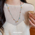 Light Luxury Double Layer Braided Cord Oval Stone Pendant Sweater Necklace For Women view 1