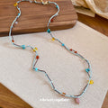 Light Luxury Double Layer Braided Cord Oval Stone Pendant Sweater Necklace For Women view 4