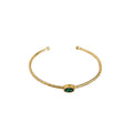 18K Gold Plated Copper Pearl Round Open Bangle For Women European American Fashion Jewelry view 5