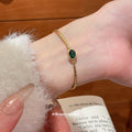 18K Gold Plated Copper Pearl Round Open Bangle For Women European American Fashion Jewelry view 3
