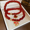 New Chinese Style Red Agate Beaded Horse Zodiac Bangle For Women Artistic Niche Design Jewelry view 2