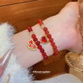 New Chinese Style Red Agate Beaded Horse Zodiac Bangle For Women Artistic Niche Design Jewelry view 3