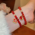 New Chinese Style Red Agate Beaded Horse Zodiac Bangle For Women Artistic Niche Design Jewelry view 1