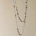 Alloy Crystal Beaded Flower Double Layer Sweater Necklace, Geometric Round Style for Women view 2