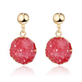 Gold Tone Round Crystal Cluster Drop Earrings in Six Bright Color Options view 1