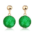 Gold Tone Round Crystal Cluster Drop Earrings in Six Bright Color Options view 5